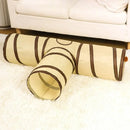 Fun Polyester+Steel Wire Cat Tunnel Tube Breathable Foldable Cat Nest Training Interactive Beige+Coffee Pet Fun Play Toy Cat