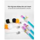 Funny Kitten Cat Teaser Interactive Toy Rod with Bell and Feather Toys for Cats Teaser Interactive Toy Rod Pet Cats Toys Stick