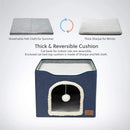 Foldable Cat Bed Two Floors Cats Hiding House with Cat Scratching Board with Door Warm Soft Mat for Cats Accessories