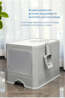 Large fully enclosed cat litter box with folding drawers for odor removal cat toilet with large splash-proof pet accessories