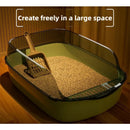 Semi Covered Cat Litter Box Plastic Anti Tracking Pet Toilet with Removable Scoop for Odor Control