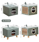 Solid Wood Cat Nest Stool Four Seasons Universal Cat House Kitten Semi-closed Pet Bed Warmth