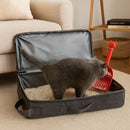 Oxford Cloth Foldable Cat Litter Box Large Capacity Waterproof Travel Litter Pan Rectangular with Shovel Mobile Cat Toilet