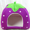 Removable Kennel Winter Pet House with Cushion Strawberry Foldable Pet Bed Puppy Cave Small and Medium Pet