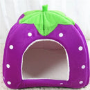 Removable Kennel Winter Pet House with Cushion Strawberry Foldable Pet Bed Puppy Cave Small and Medium Pet