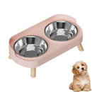 Stainless Steel Anti-Slip Cervical Protect Dual Bowl Pet Food Feeder for Cats and Dogs with Elevated Design