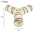 Fun Polyester+Steel Wire Cat Tunnel Tube Breathable Foldable Cat Nest Training Interactive Beige+Coffee Pet Fun Play Toy Cat
