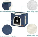 Foldable Cat Bed Two Floors Cats Hiding House with Cat Scratching Board with Door Warm Soft Mat for Cats Accessories