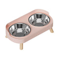 Stainless Steel Anti-Slip Cervical Protect Dual Bowl Pet Food Feeder for Cats and Dogs with Elevated Design