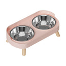 Stainless Steel Anti-Slip Cervical Protect Dual Bowl Pet Food Feeder for Cats and Dogs with Elevated Design