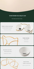 Ceramic Cat Bowl Cat Food Bowl Dog Bowl Drinking Water Bowl Food Bowl Cervical  Protection Pet Supplies Ceramic Double  Cat Bowl