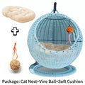 Internet celebrity semi-enclosed pet hammock cat nest cat cage round cat hanging bed basket rattan summerhammock