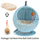Internet celebrity semi-enclosed pet hammock cat nest cat cage round cat hanging bed basket rattan summerhammock