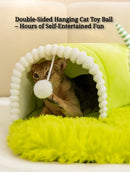 Warm Pet Playhouse 3 Caves Toy Balls - Plush Dog Cat Tunnel Bed - Interactive Puppy Kitten Play Mat for Small Pets Indoor
