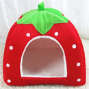 Removable Kennel Winter Pet House with Cushion Strawberry Foldable Pet Bed Puppy Cave Small and Medium Pet