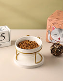 Ceramic Cat Bowl Cat Food Bowl Dog Bowl Drinking Water Bowl Food Bowl Cervical  Protection Pet Supplies Ceramic Double  Cat Bowl