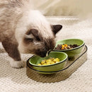 Food Feeders Pet Cat Double Bowls Feeder Adjustable Height Cats Dogs Drinker Water Bowl Dish Elevated Feeding Kitten Supplies