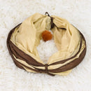 Fun Polyester+Steel Wire Cat Tunnel Tube Breathable Foldable Cat Nest Training Interactive Beige+Coffee Pet Fun Play Toy Cat