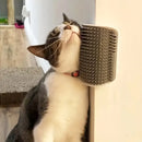 Space-Saving Wall-Mount Cat Groomer: 2-in-1 Corner Scratch Pad & Massage Brush. Protects Furniture. Durable Design.