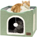 Foldable Cat Bed Two Floors Cats Hiding House with Cat Scratching Board with Door Warm Soft Mat for Cats Accessories