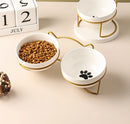 Ceramic Cat Bowl Cat Food Bowl Dog Bowl Drinking Water Bowl Food Bowl Cervical  Protection Pet Supplies Ceramic Double  Cat Bowl